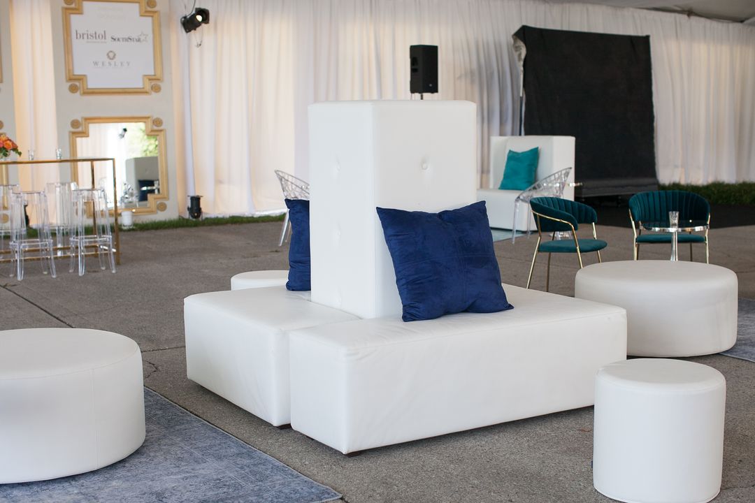 white modular event lounge