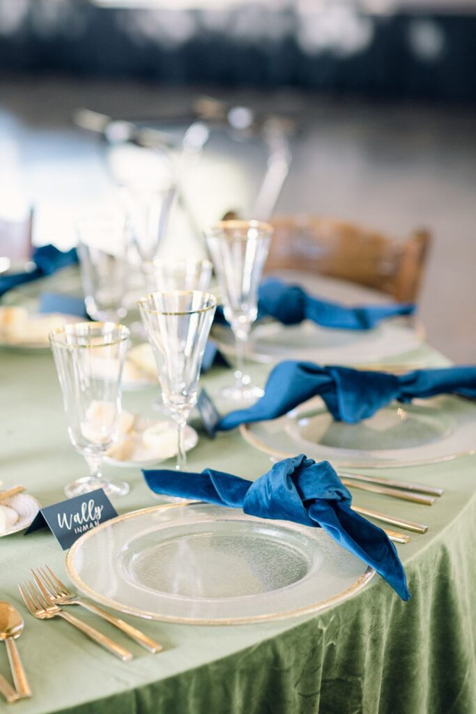 Navy blue velvet napkins