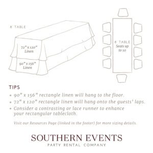 Southern Events Linen Sizing, 8ft Rec