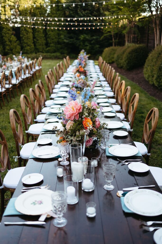 wood banquet tables