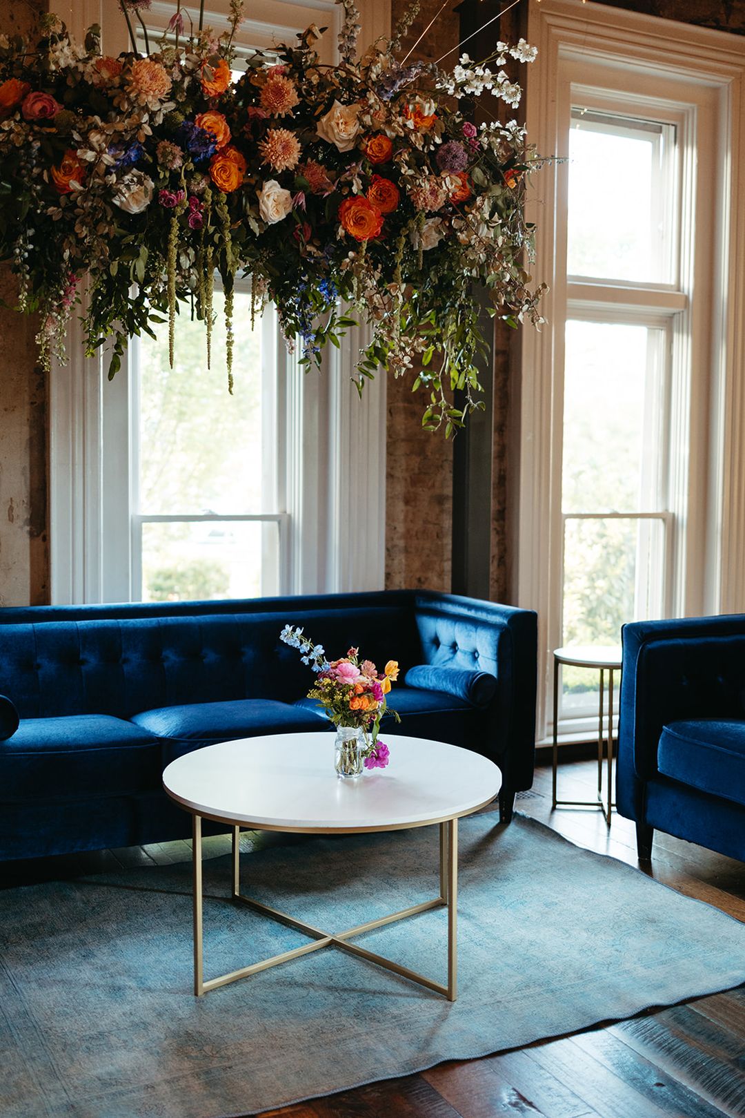 navy blue velvet wedding lounge