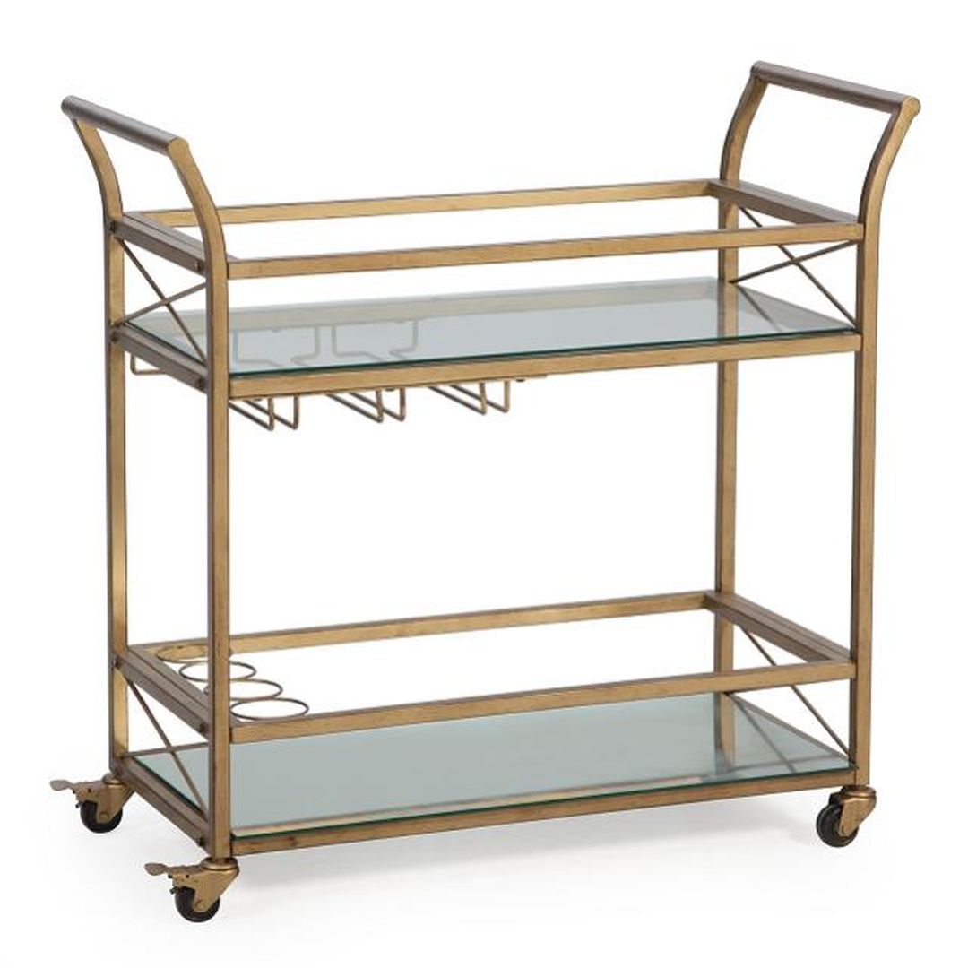 gold rolling bar cart outdoor summer event