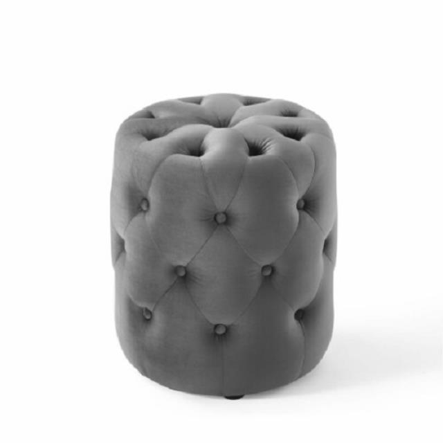 grey tufted ottoman