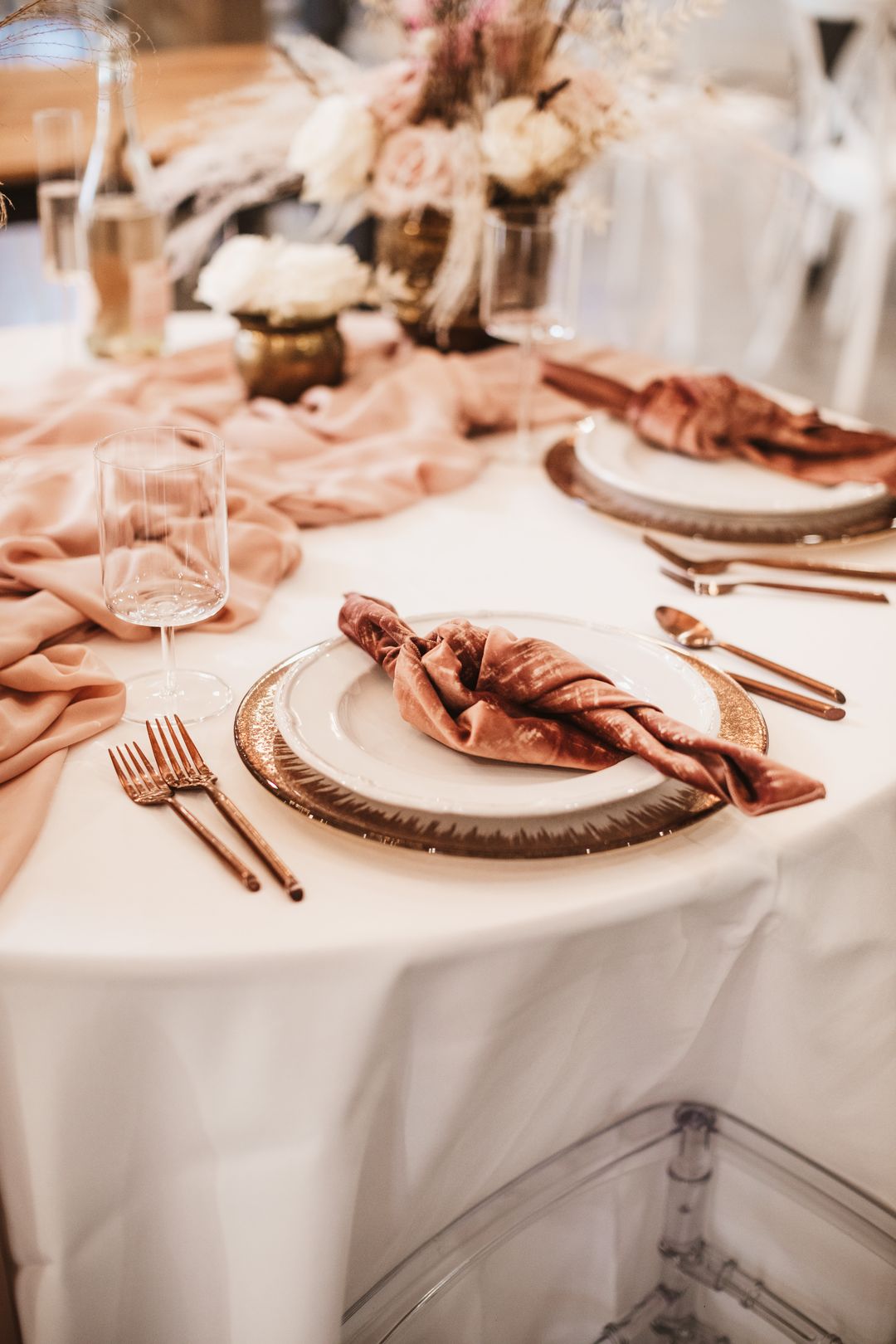 pink wedding palette and serving ware