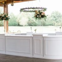 White Curved Bar Setup Event Rental near Nashville, TN
