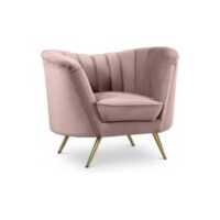 Mauve Pink Velvet Curved Lounge Chair Furniture Rental Nashville, TN