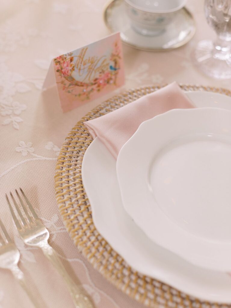 pink and ivory brunch tablescape