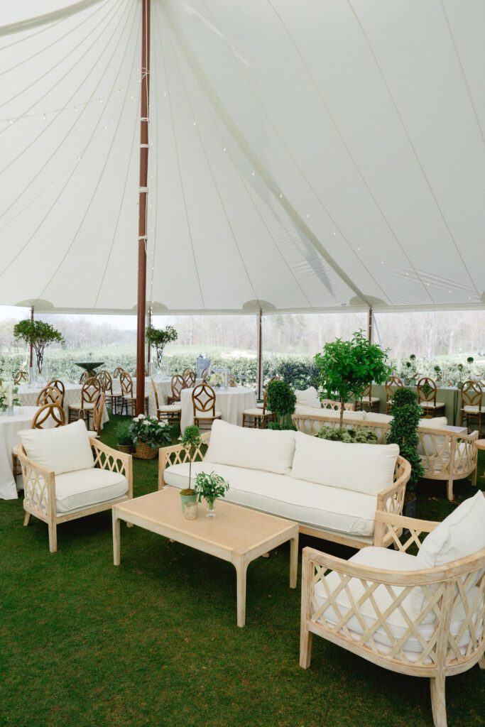 white wedding lounge rental