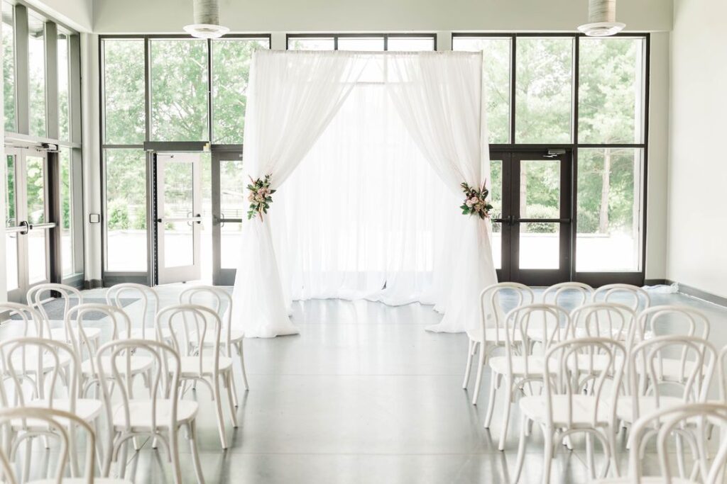 airy indoor wedding ceremony