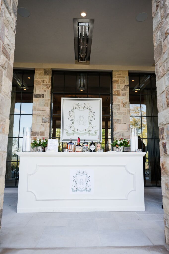 custom white wedding bar rental