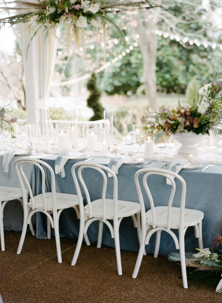 vintage white winter event chairs