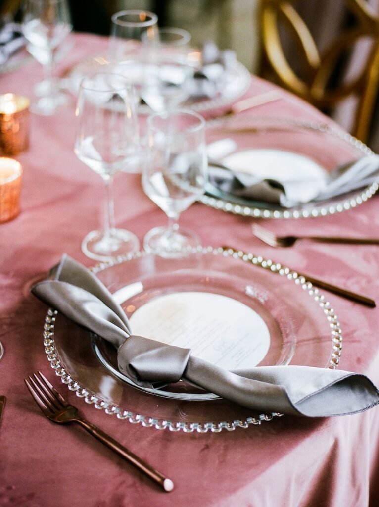 pink velvet linens