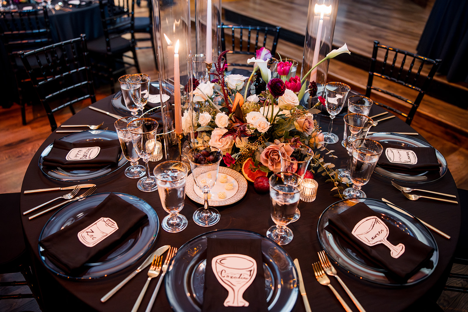 moody and minimal event rentals for fall wedding Nashville
