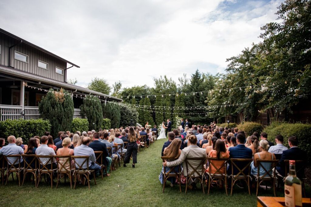 rustic garden wedding ceremony