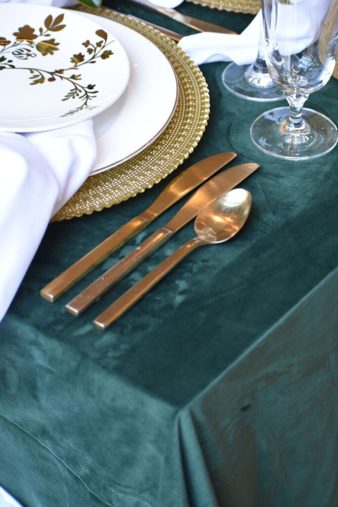 green velvet table linen