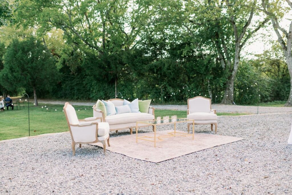 colorful spring outdoor wedding lounge