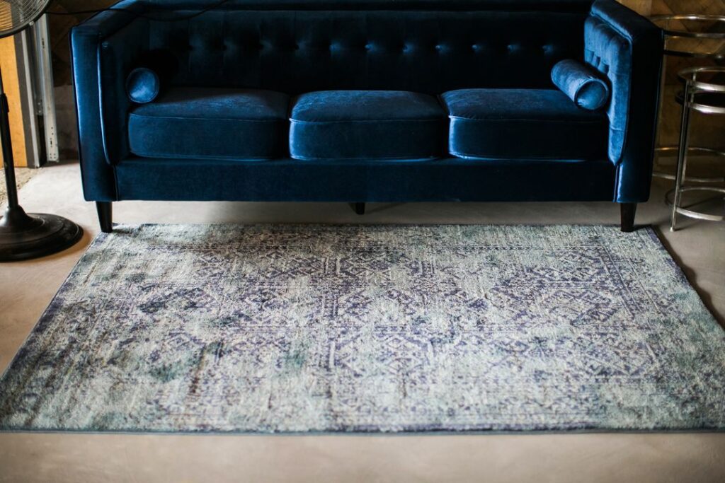 blue vintage rug for winter event