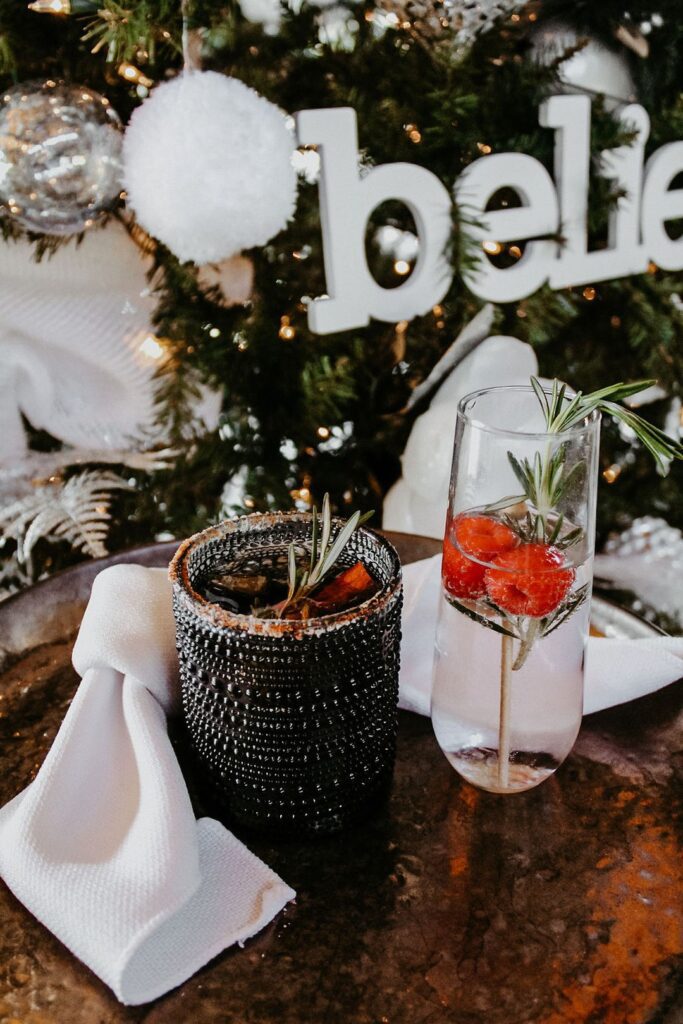 holiday party cocktail ideas, glassware for rent in Nashville