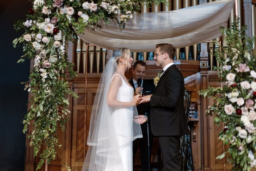 bride and groom during ceremony at the clementine