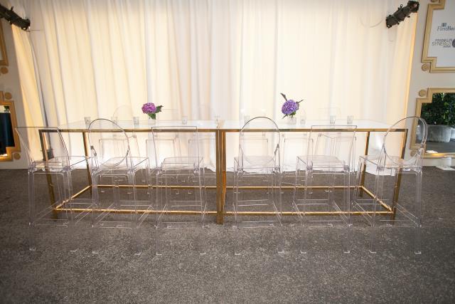 Loren Gold Bistro Table conference tradeshow event rentals