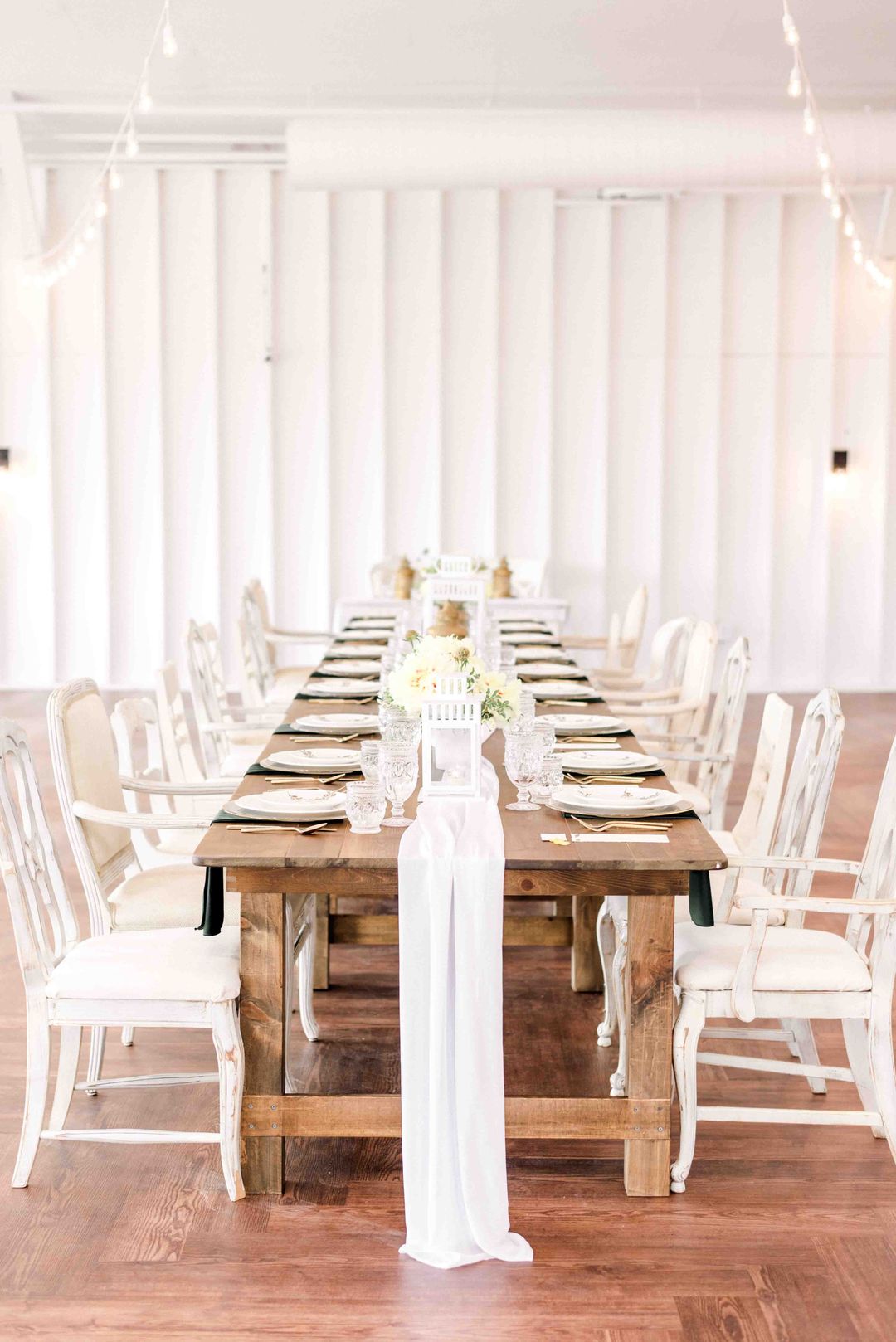 white chiffon table runner