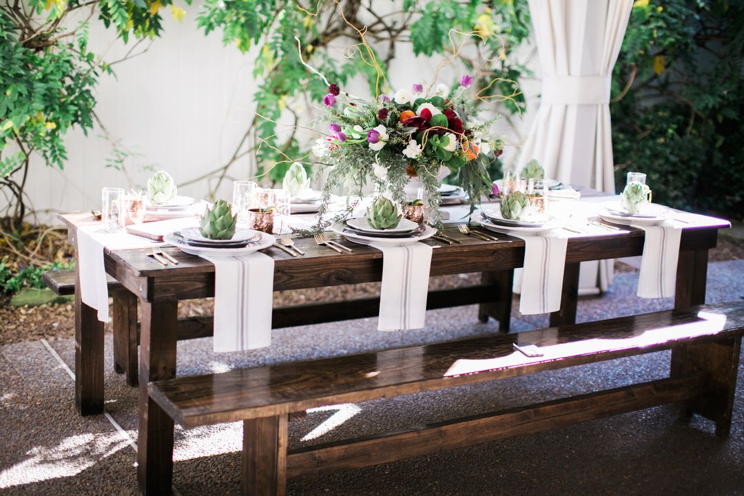 Long wooden table online rentals