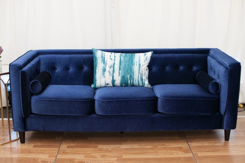 saylor navy velvet sofa conference tradeshow event rentals