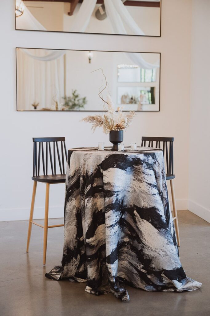 black and white wedding cocktail table