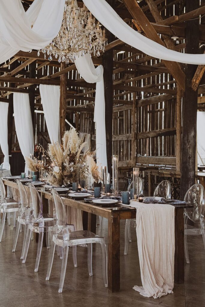 modern celestial barn wedding