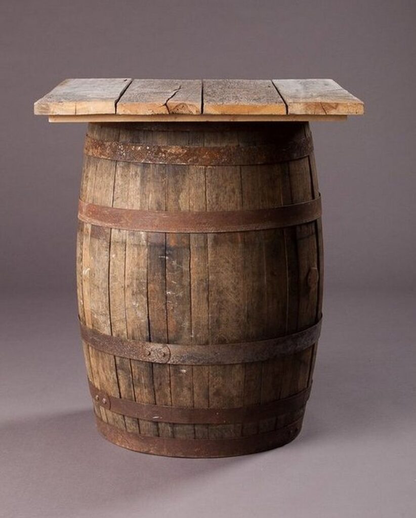whiskey barrel cocktail table