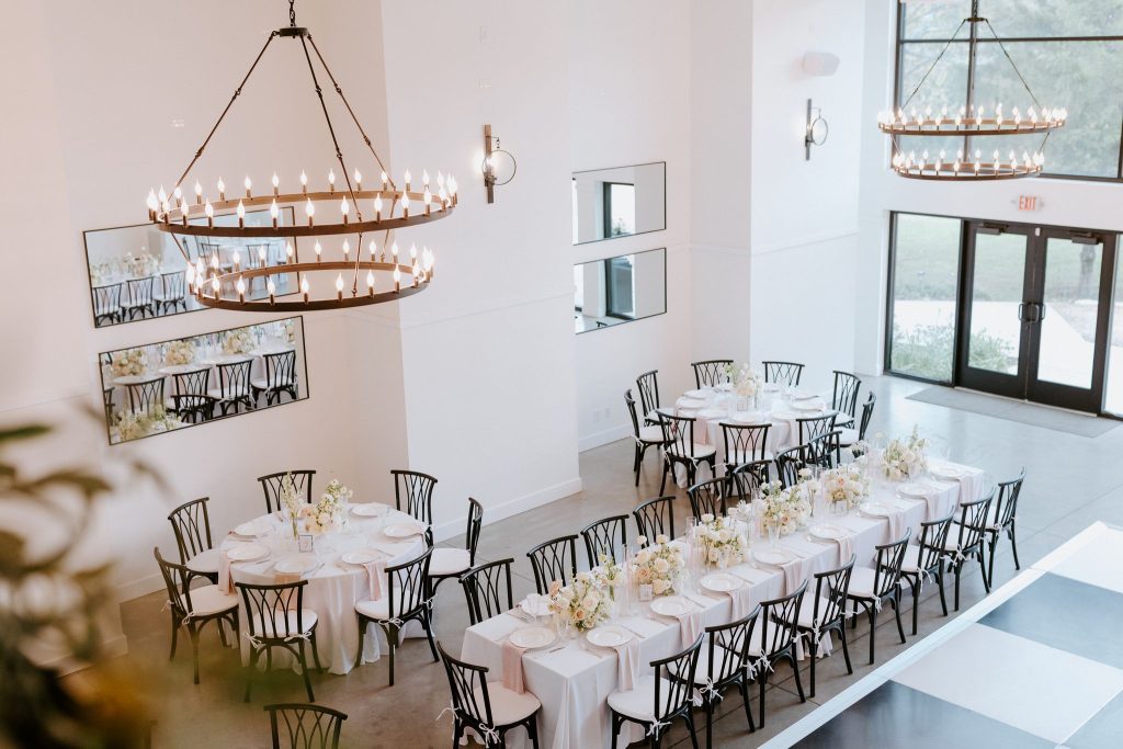 black and white modern wedding reception at southall meadows