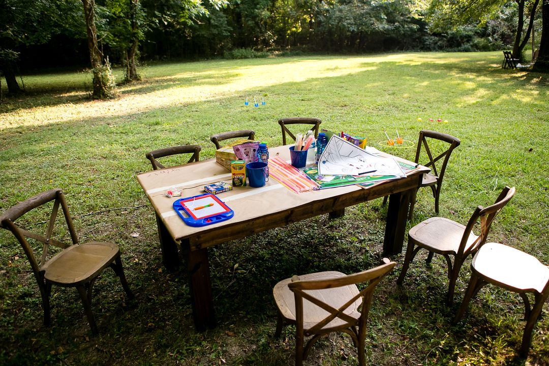 child size furniture rentals, fruitwood farm table