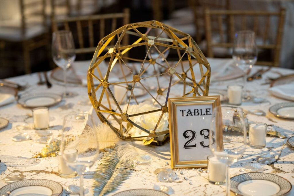 gold geometric centerpieces