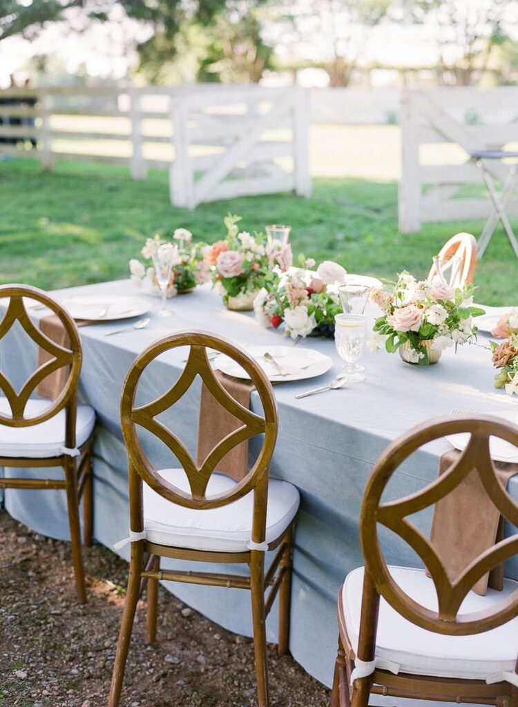 Wooden table discount and chair rentals