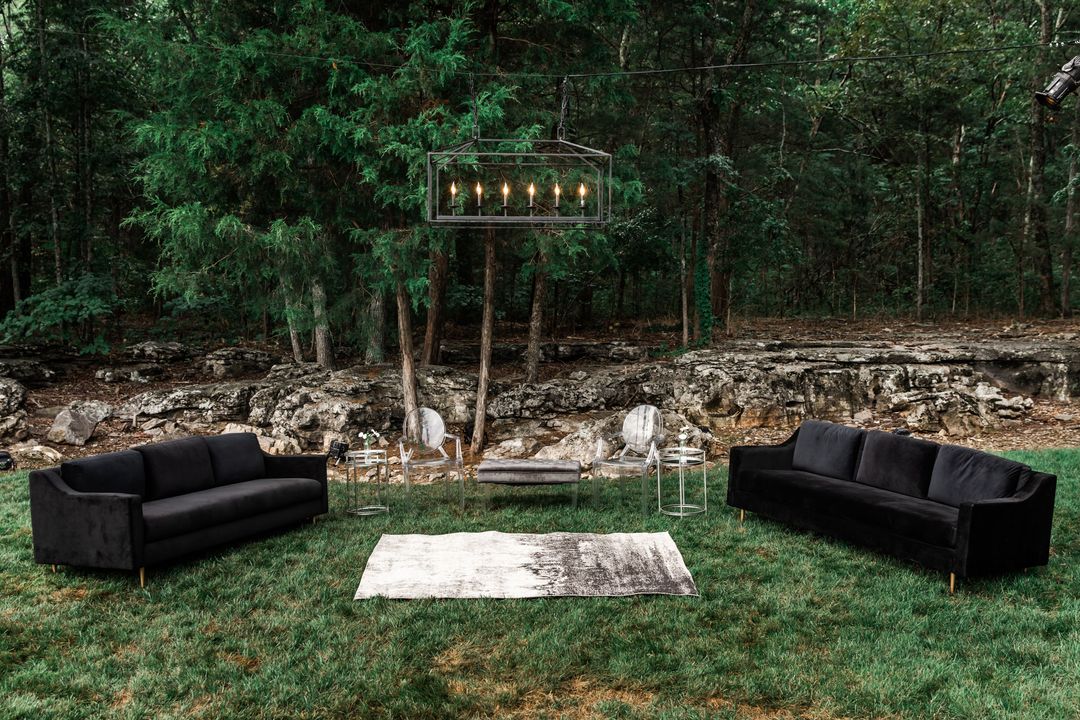 black outdoor wedding lounge