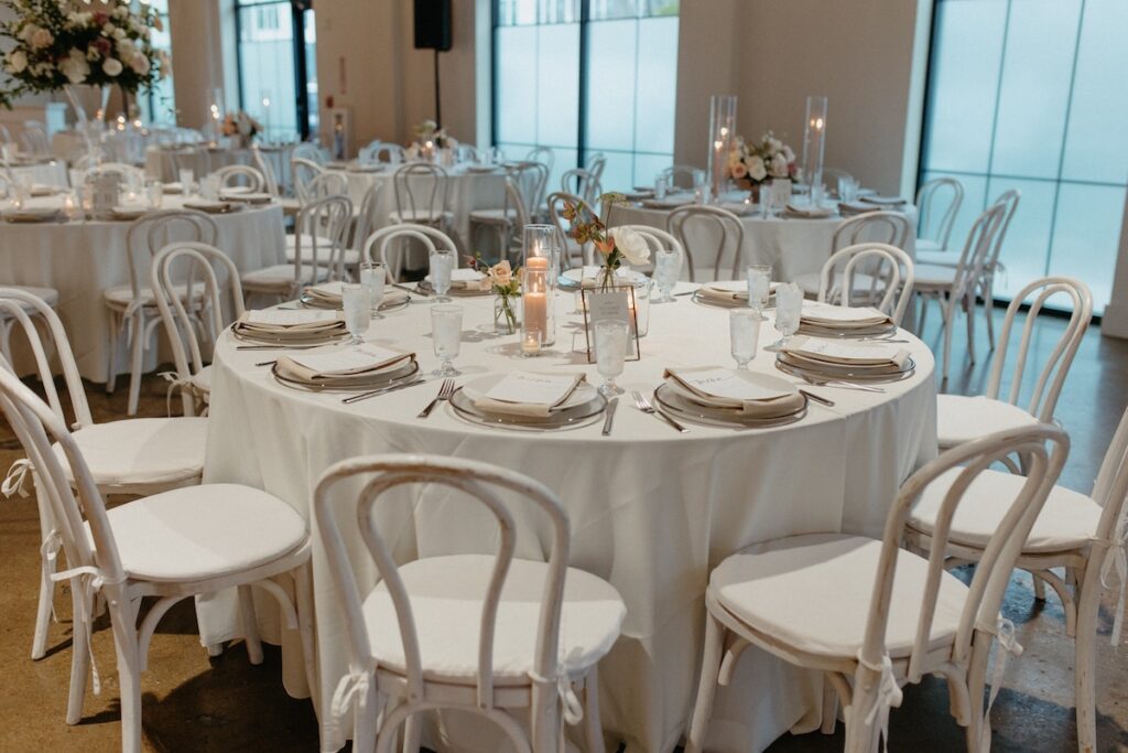 all-white winter event design at saint elle