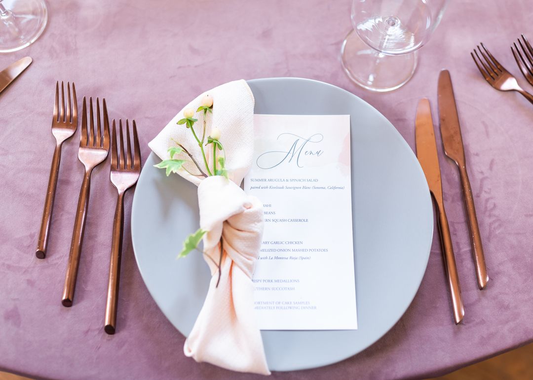 pastel summer tablescape with earthen china