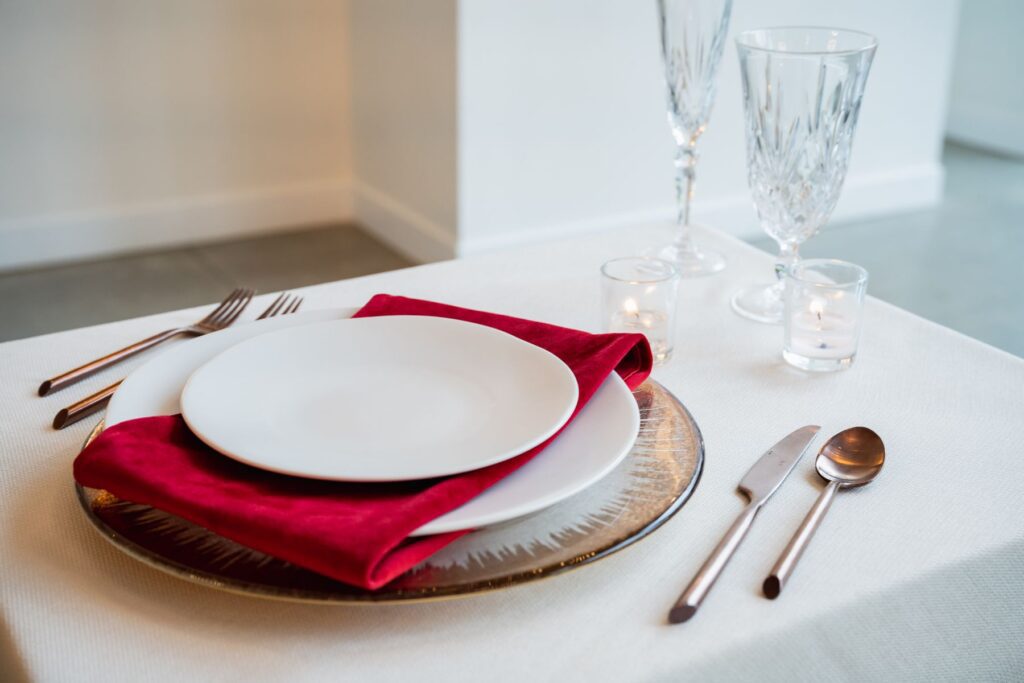 red and gold holiday party table