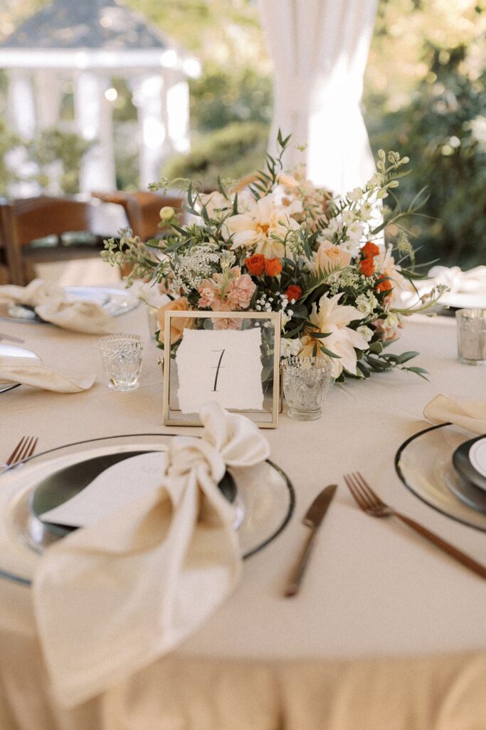 orange and gold fall wedding reception table