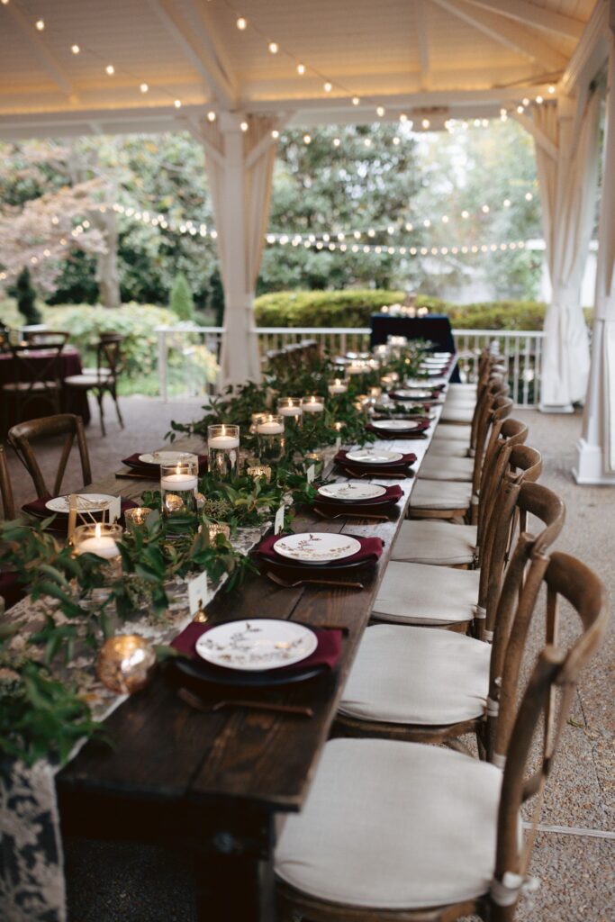 moody rustic fall garden wedding table