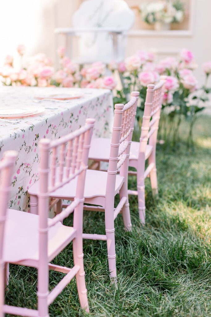 pink kids party chairs for rent