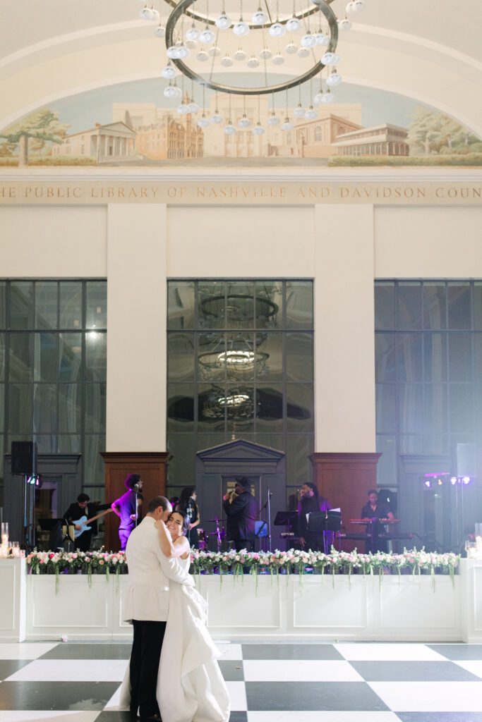 black and white wedding dance floor