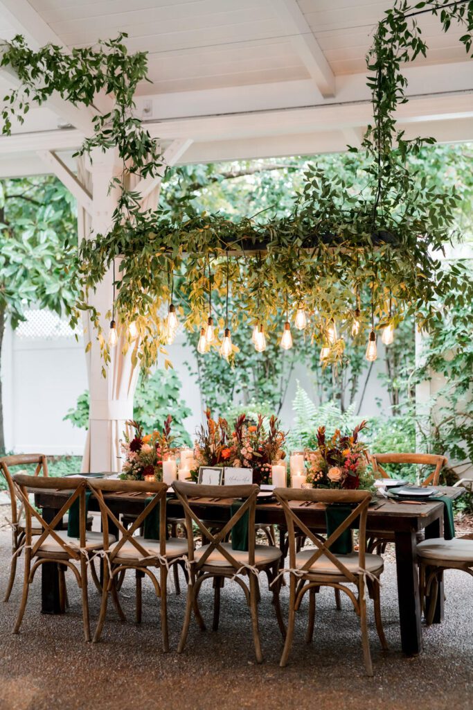 wood banquet wedding table