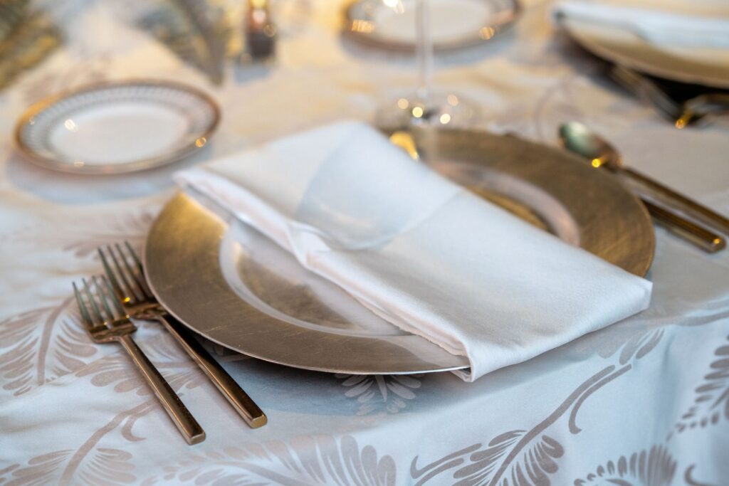 silver event linens