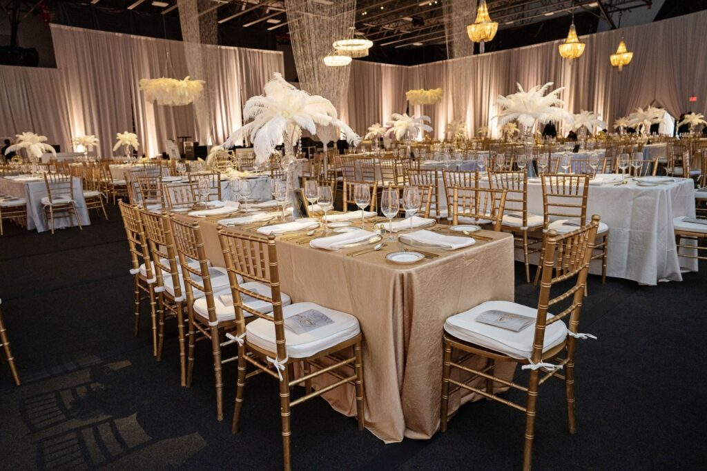 white and gold corporate event