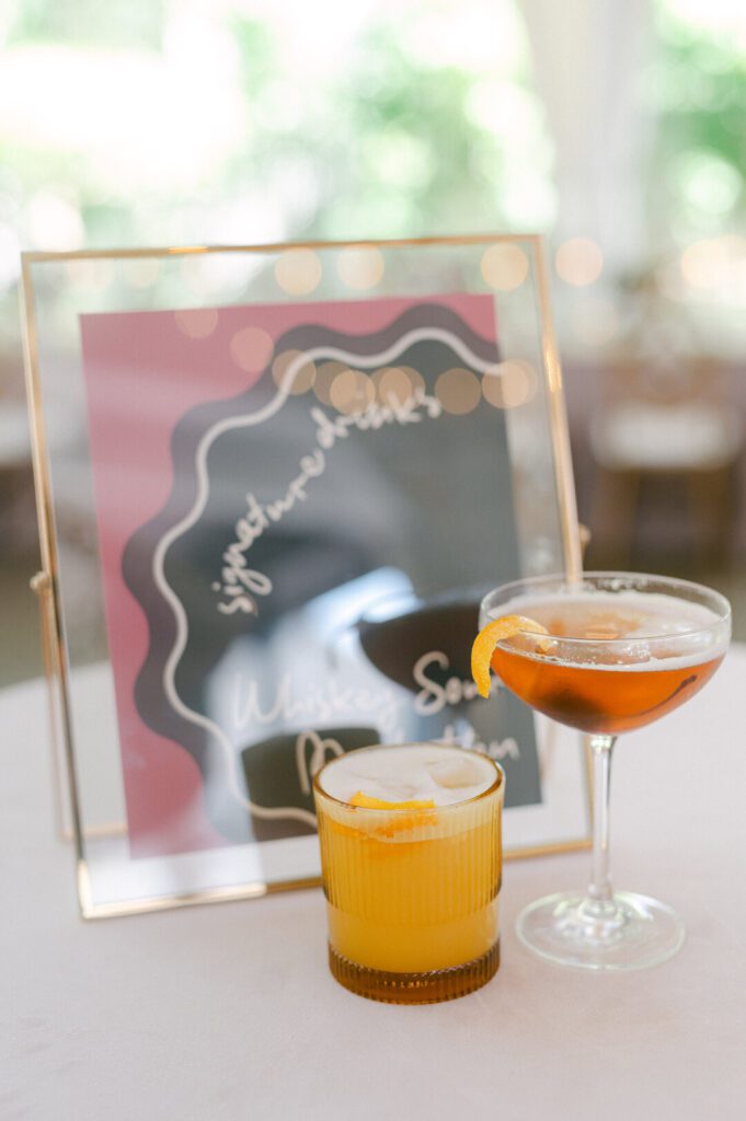 signature wedding cocktail glassware