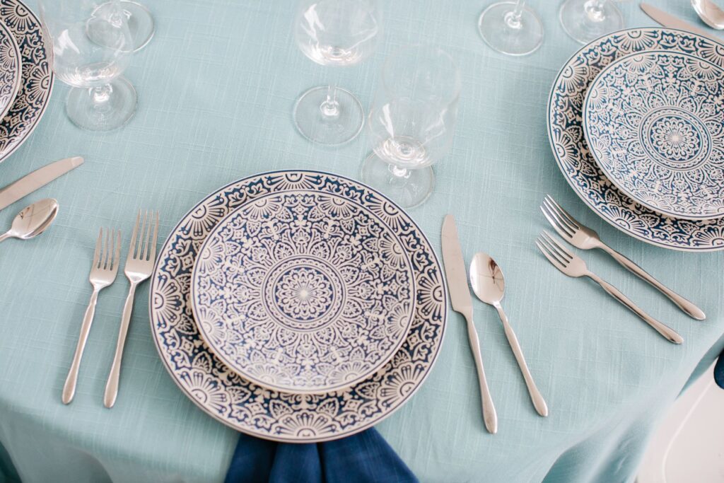 elegant blue event table