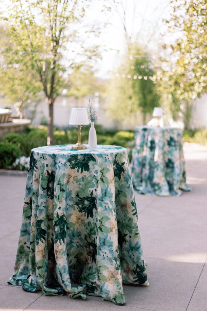 floral green event linens