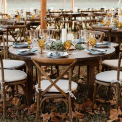 wood wedding chairs and tables