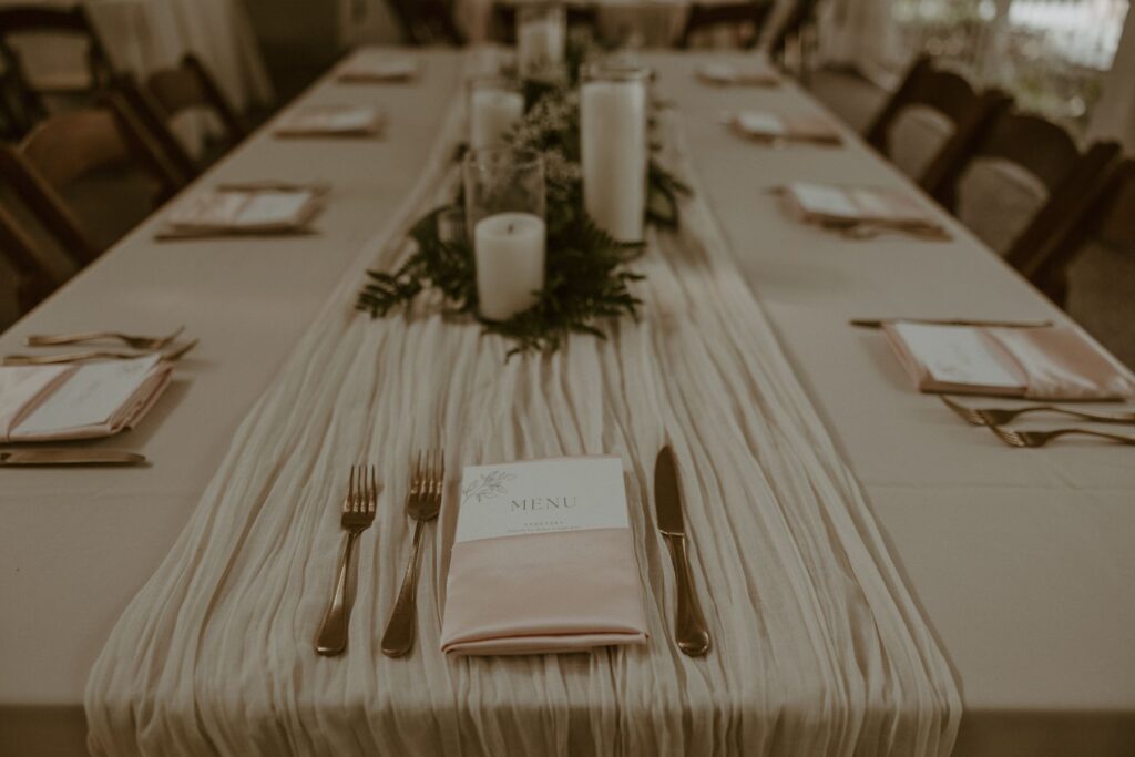 neutral fall wedding linens